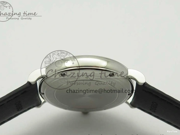 MIROTIME 1230 Portofino Automatic SS FKF 1:1 Best Edition White Dial SS Markers on Black Leather Strap A QuickDry 7138